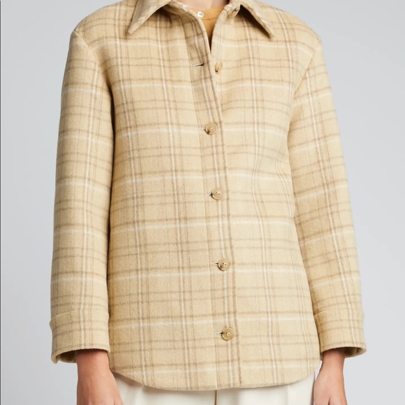 NWT Vince Padded Flannel Plaid Shirt Jacket Shacket Light Dune Color - Picture 2 of 10